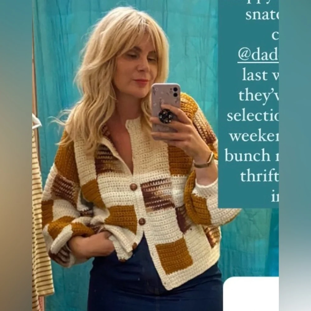 Cozy Patchwork Knit Sweater - Cream and Brown - Picture 5 of 5